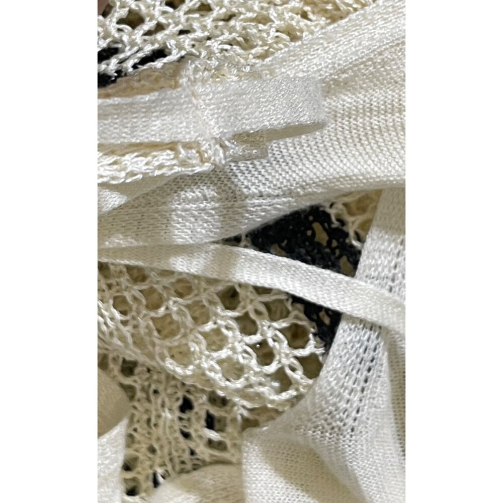 A New Day Mesh Maxi Dress Size M Medium Cream Black Stripe Sundress Beach - Picture 5 of 7